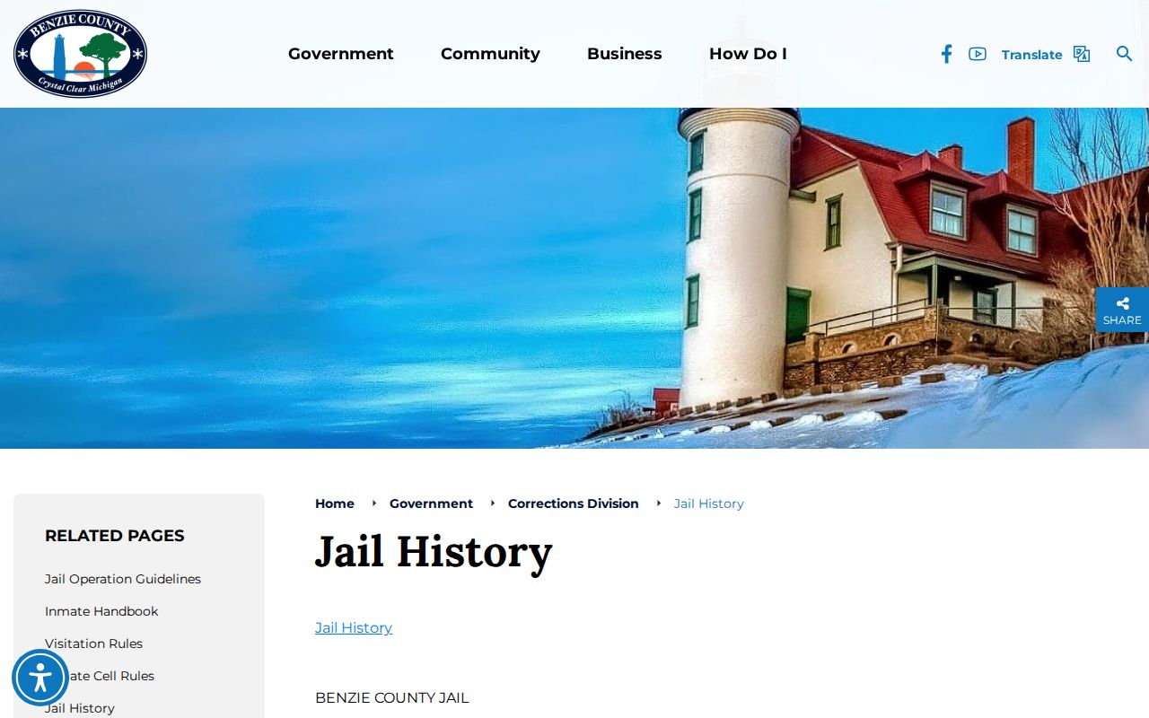 Benzie County Jail history used to understand local release and transfer records