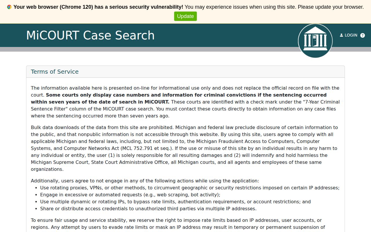 Benzie County release record search through the 19th Circuit MiCOURT portal