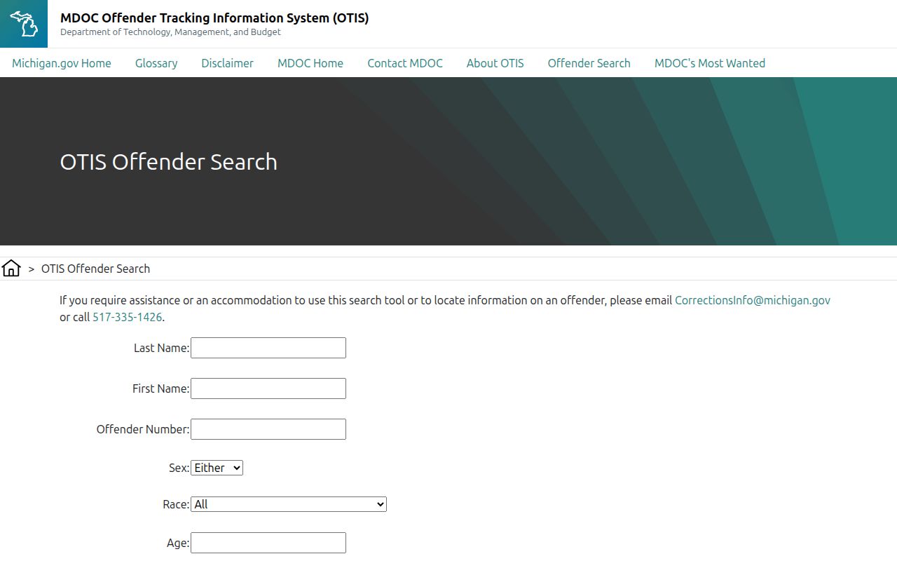 Benzie County released inmate lookup using Michigan OTIS status and release dates