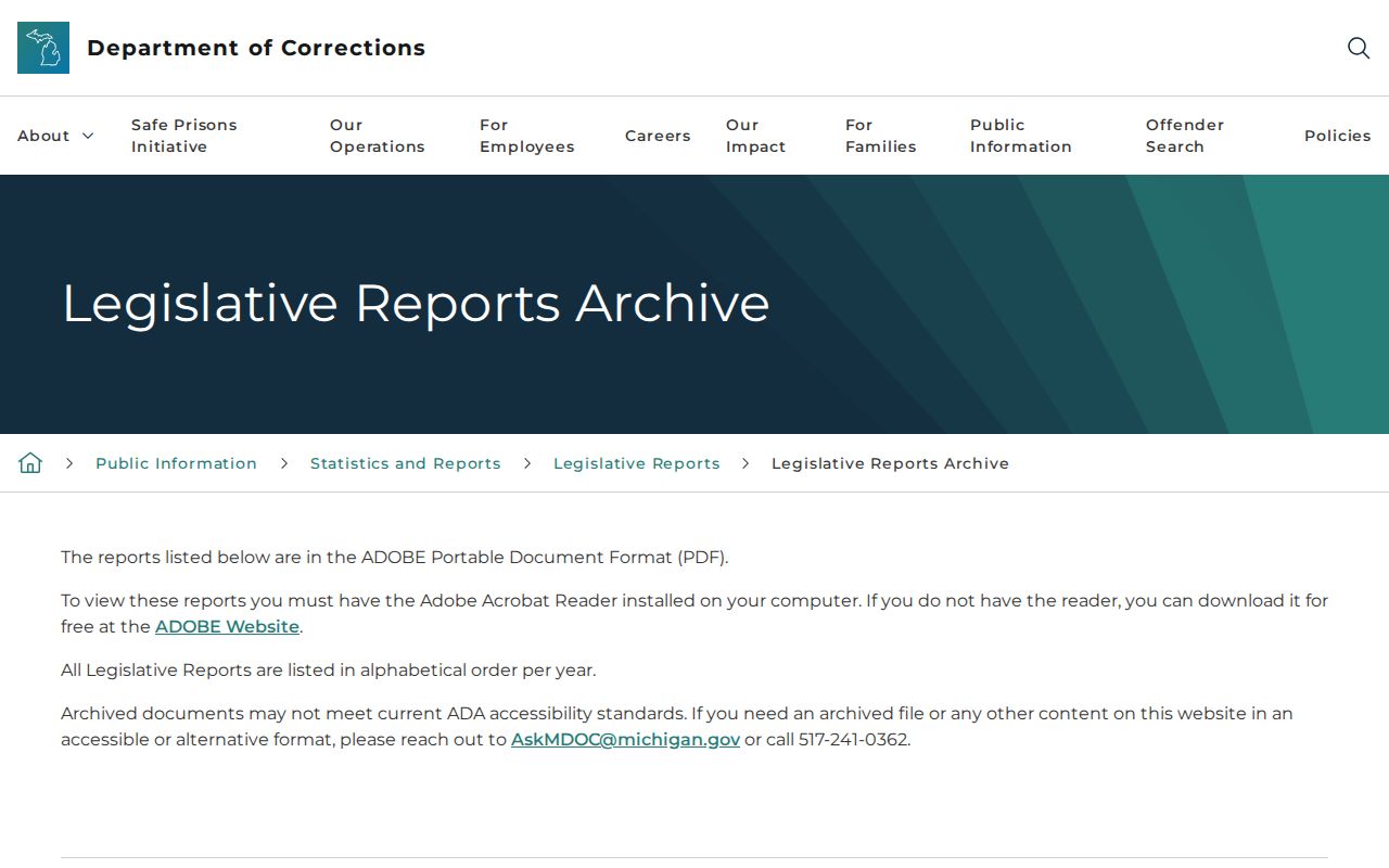 Benzie County parole decision and absconder reports in the MDOC archive