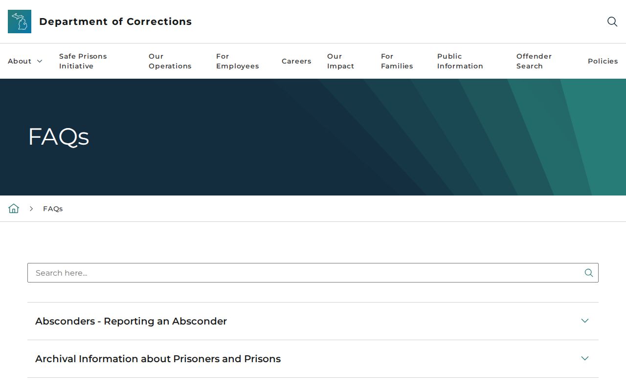 Benzie County projected release date definitions on the MDOC FAQ page